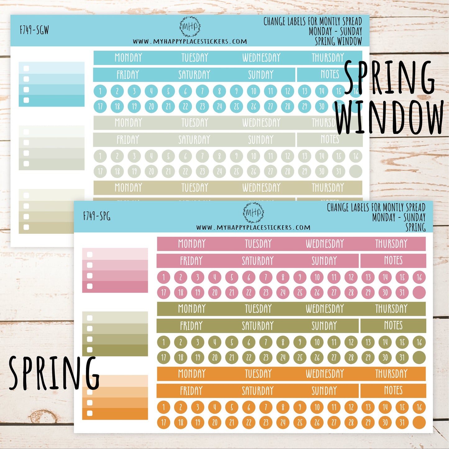 Change Labels for Monthly Spread. EC 7 x 9 Monthly Spread || 749