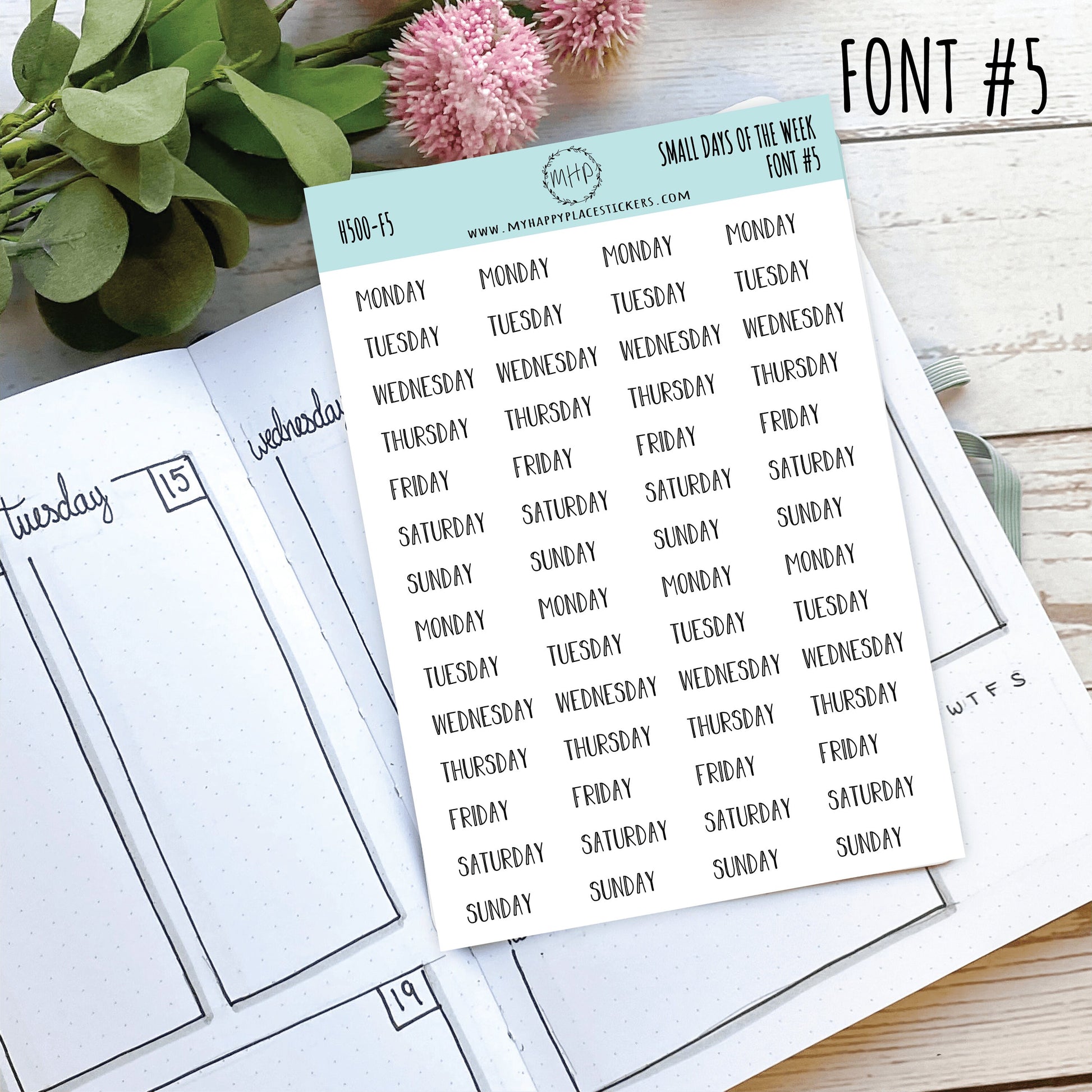 Small Days of the Week Sticker for Planners, Organizers and Bullet Jou – My  Happy Place Stickers