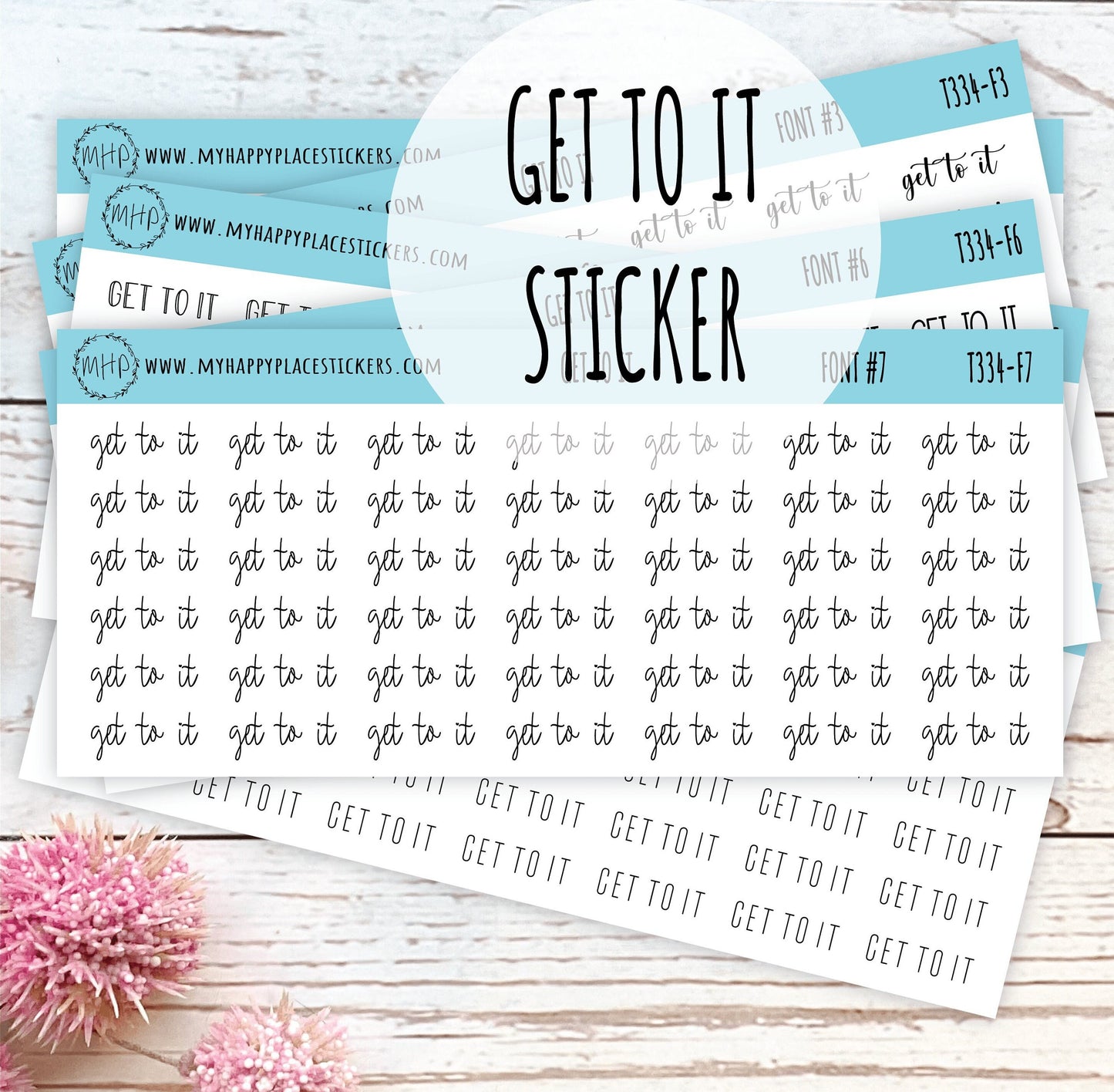 GET TO IT Stickers for Planner and Bullet Journals. 8 Fonts to Choose From || T334