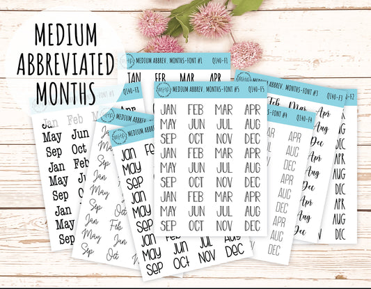 Medium Abbreviated Month Stickers for Bullet Journals and Planners || Q140