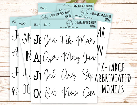 X-Large Abbreviated Month Stickers for Bullet Journals and Planners || H565