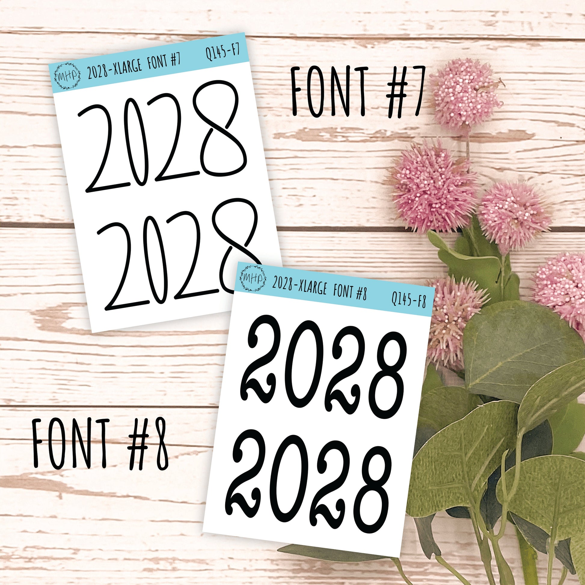 X Large 2028 Year Stickers for Planners, Bullet Journals, College Planner. Gold, Silver and Rose Gold Foil || Q145