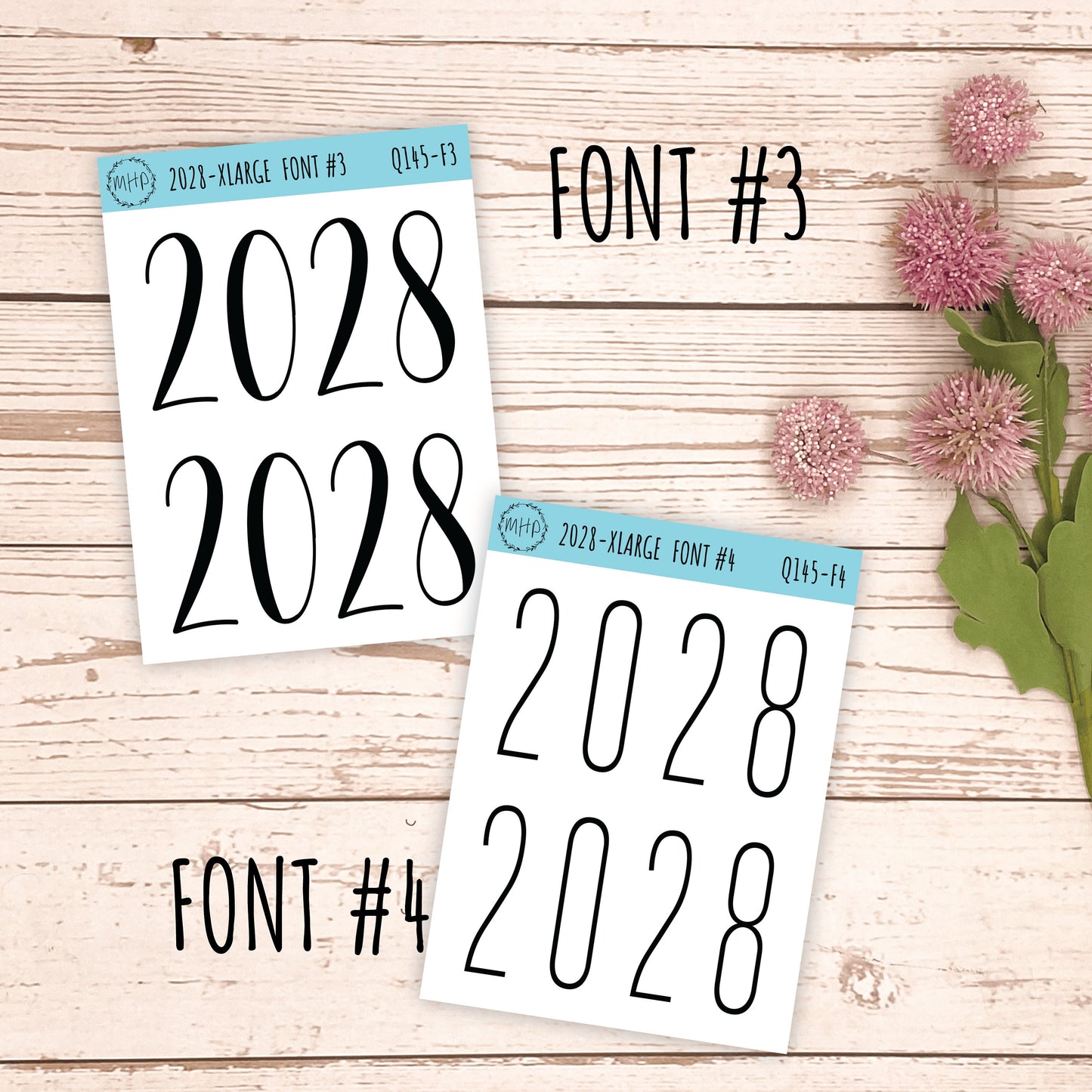 X Large 2028 Year Stickers for Planners, Bullet Journals, College Planner. Gold, Silver and Rose Gold Foil || Q145