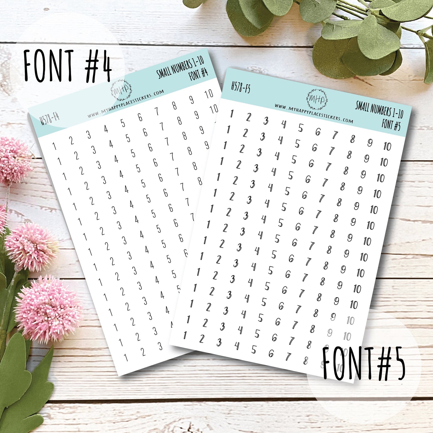 Small Number 1-10. Stickers for Planners, Organizers and Bullet Journals. || H578