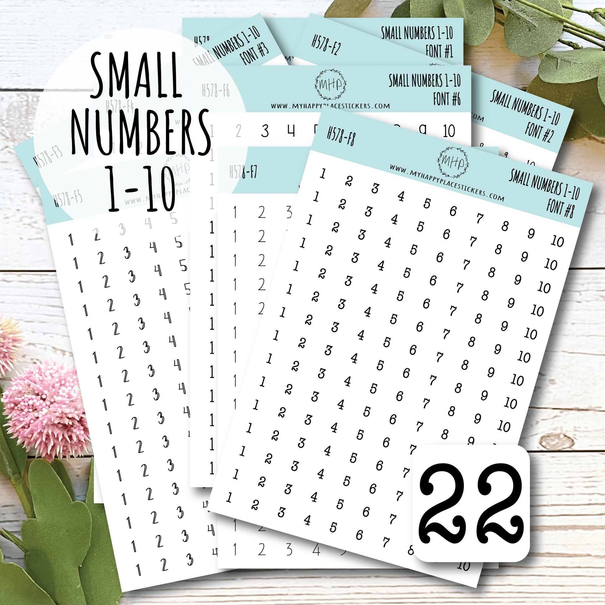 Small Number 1-10. Stickers for Planners || H578