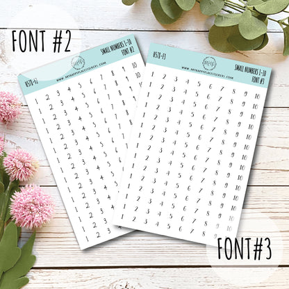 Small Number 1-10. Stickers for Planners, Organizers and Bullet Journals. || H578