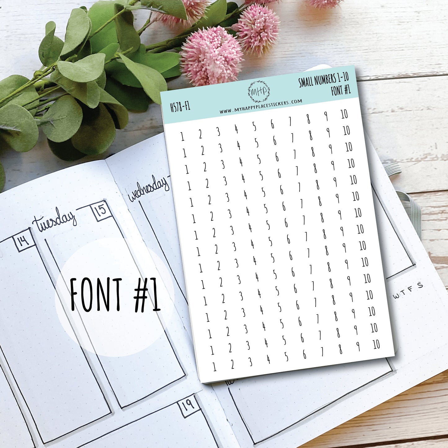 Small Number 1-10. Stickers for Planners, Organizers and Bullet Journals. || H578