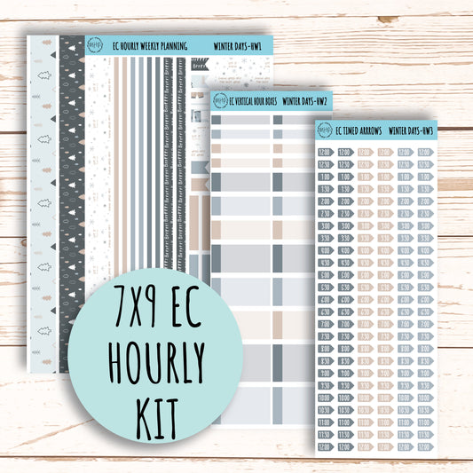 Erin Condren 7x9 Hourly Weekly Planner Sticker Sheets. JANUARY "Winter Days" || WD-HW