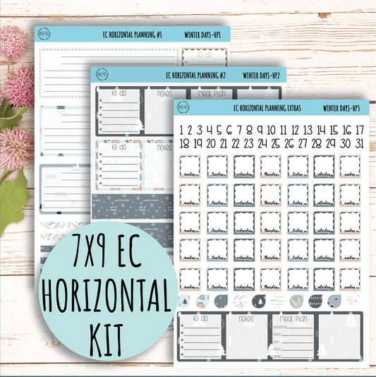 Erin Condren 7x9 Horizontal Planning Stickers. Planner Stickers. JANUARY "Winter Days" || WD-HP