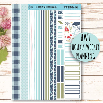 Erin Condren 7x9 Hourly Weekly Planner Sticker Sheets. JANUARY "Snow Day" || SD-HW