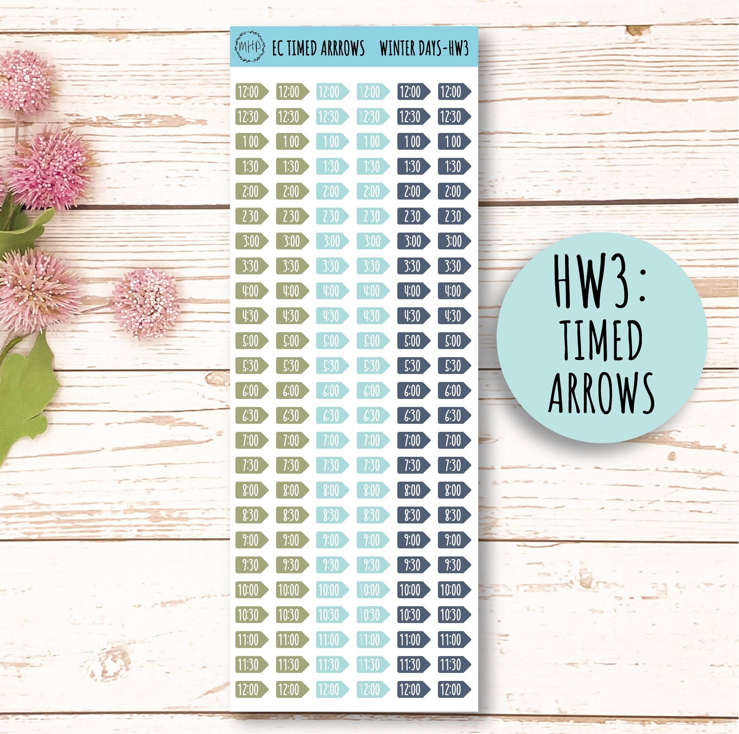 Erin Condren 7x9 Hourly Weekly Planner Sticker Sheets. JANUARY "Snow Day" || SD-HW