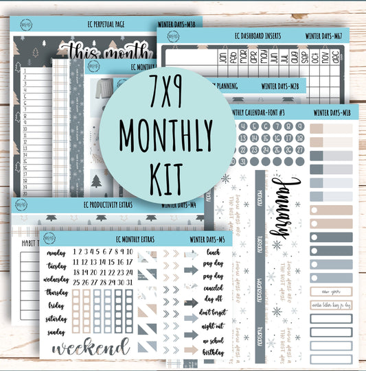 Erin Condren 7x9 Monthly Kit. JANUARY "Winter Days" || WD-M