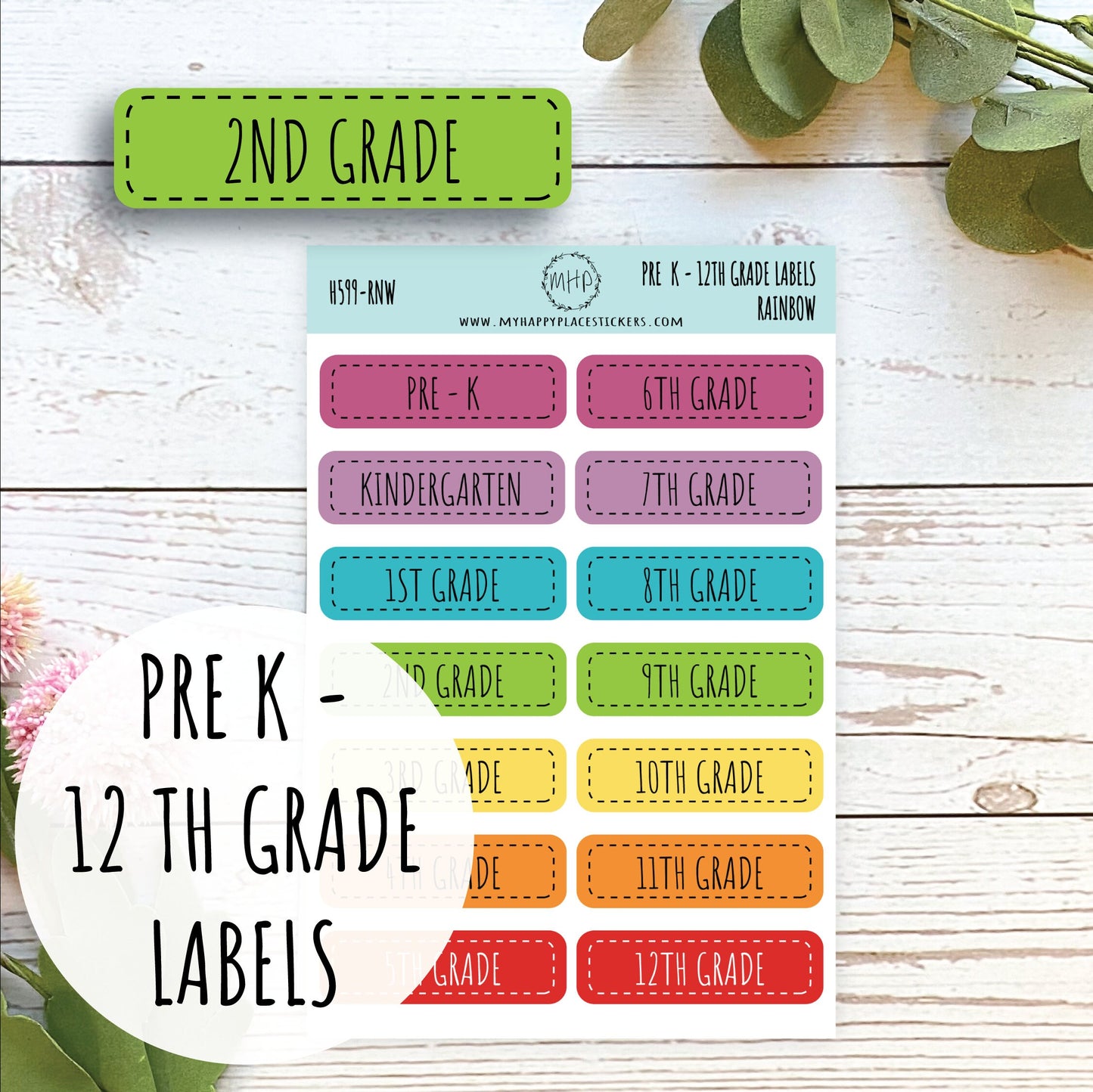 Pre-K to 12th Grade Labels || H599